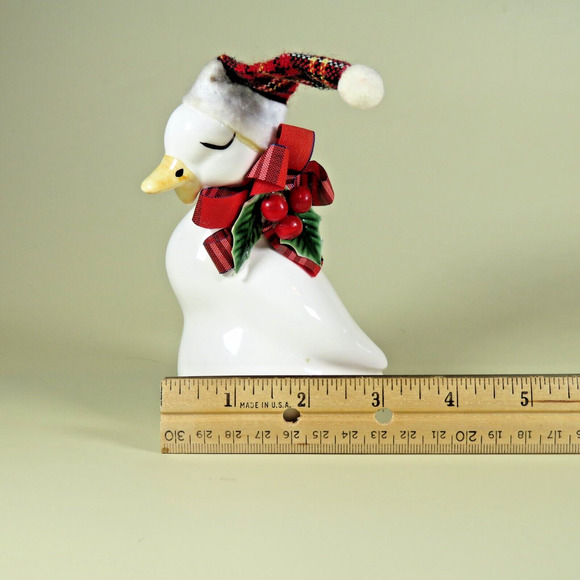 VTG Ceramic Christmas Goose Duck Hat Bow Figurine Decor Artistic Expressions 6” - Picture 3 of 16